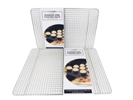 Baking Rack - Cooling Rack - Stainless Steel 304 Grade Roasting Rack - Heavy Duty Oven Safe, Commercial Quality Cooling Racks For Baking - Metal Wire Grid Rack Design (1-10"x15" and 1- 12"x17")
