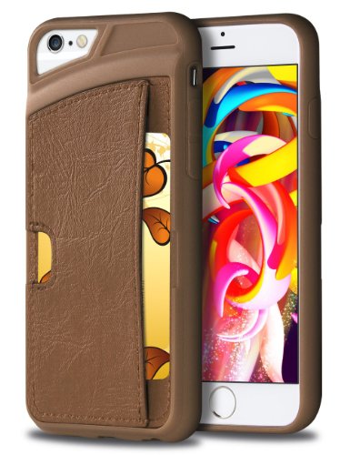 iPhone 6 Plus Case WINNETEK Faux Leather Ultra Slim iPhone 6 Plus Wallet Case Credit Card Holder Dual Layers Carrying Case Protective Shell for iPhone 6 Plus Cases iPhone 6s Plus 55 Inch - Brown