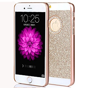 iPhone 7 Case,ARSUE (TM) Luxury Hybrid Beauty Crystal Rhinestone With Gold Sparkle Glitter PC Hard Protective Diamond Case Cover For iPhone 7 [4.7inch] (Gold)