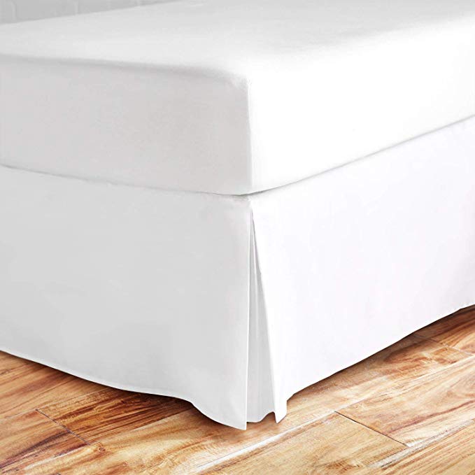 Full Size Split Corner Bed Skirt 18'' Inch Drop - 100% Egyptian Cotton Luxurious & Easy to Wash Wrinkle, (White, Full Size Bed Skirt with 18 inch Drop)