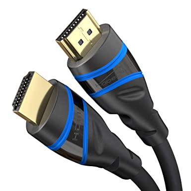 KabelDirekt – 3m – 8K HDMI 2.1 Ultra High Speed HDMI Cable, Certified (48G, 8K@60Hz, Latest Standard, Officially Licensed/Tested for Optimal Quality, Perfect for PS5/Xbox/Switch, Blue/Black)
