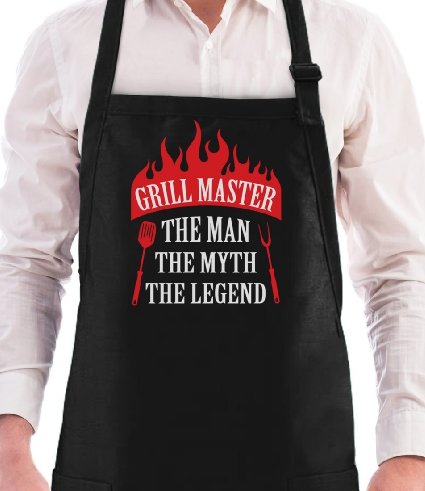 Grill Master The Man The Myth The Legend Griller Gift Idea Funny BBQ Chef Apron One Size Black