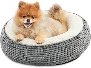 Love's cabin Round Donut Cat and Dog Cushion Bed, 20in Pet Bed for Cats or Small Dogs, Anti-Slip & Water-Resistant Bottom, Soft Durable Fabric Pet beds, Washable Luxury Cat & Dog Bed Grey Particle