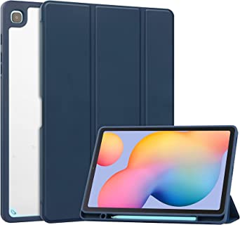 KuRoKo Slim Case for Samsung Galaxy Tab S6 Lite 10.4 inch 2022 (SM-P613/P619) & 2020 (SM-P610/P615),Shockproof Cover with Clear Transparent Back Shell with S Pen Holder-Navy