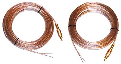 Microsound - 10 Feet 16 AWG Pair Speaker Wires with RCA Male Plugs on one end