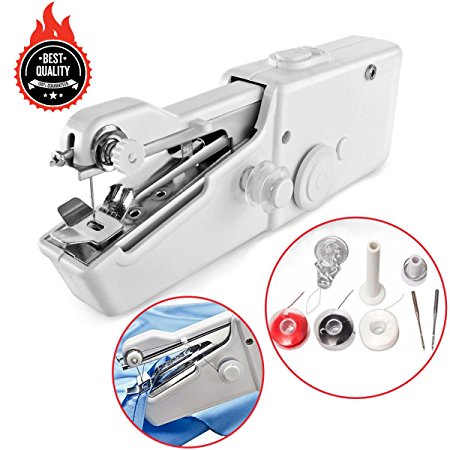 Awekris Handy Stitch, Mini Hand Sewing Machine Portable Handheld Stitch Cordless Battery Powered for Home Travel