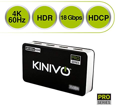 Kinivo 350BN 4K HDMI Switch 3-Port with IR Remote - Supports 4K 60Hz UltraHD, High Speed(18Gbps), HDR, HDCP 2.2 & 3D
