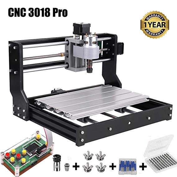 CNC 3018 Pro GRBL Control DIY Mini CNC Machine, 3 Axis PCB Milling Machine, Wood Router Engraver with Offline Controller, with ER11 5mm Extension Rod and 20PCS 3.175MM CNC Router Bits