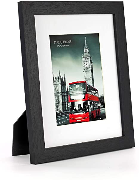 HomeMe 8x10 Black Picture Frame Made to Display Pictures 5x7 with Mat or 8x10 Without Mat