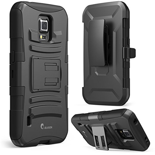 Galaxy S5 Active Case, i-Blason Prime Series Dual Layer Holster Case with Kickstand and Locking Belt Swivel Clip for Samsung Galaxy S5 Active [Will Not Fit the Regular Galaxy S5 i9600] (Black)