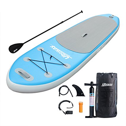 UBOWAY Inflatable Stand Up Paddle Board with Adjustable Paddle, Backpack, Pump, Elastic Rope, Fin, Repair Kit 120 x 30 x 6 Inch