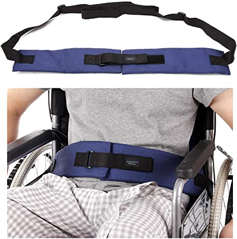 Wheelchair Seat Belt Cushion Harness Straps Medical Patients Positioning Restraint Soft Padded Safety Easy Release Adjustable Front Latch Buckle (Front Open)