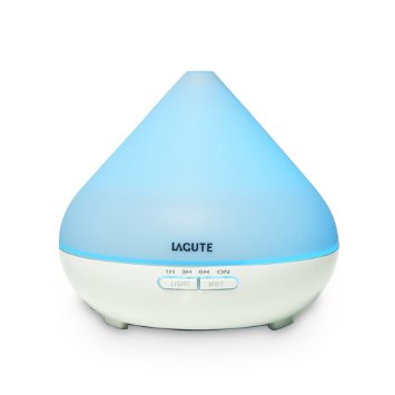 LAGUTE Dream 300ml Aroma Essential Oil Diffuser, Ultrasonic Cool Mist Humidifier,4 Timer Settings Auto Shut off Aroma Diffuser with 7 Color Lights for Home Baby Room Yoga