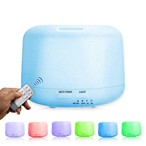 KUMIBA Remote Control Essential Oil Diffuser 300ml Ultrasonic Aroma Cool Mist Humidifier with 7 Color Light Changing and 4 Timer Settings Office Home Bedroom Baby Room