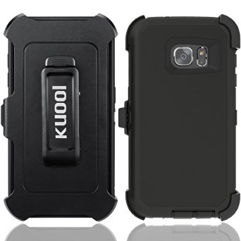 Galaxy S7 Edge Case,Samsung Galaxy S7 Edge Case,Kuool Heavy Duty Rugged Scratch Resistant Shockproof Max Protective with Belt Clip & Built-in Screen Protector Case for Galaxy S7 Edge(Black)