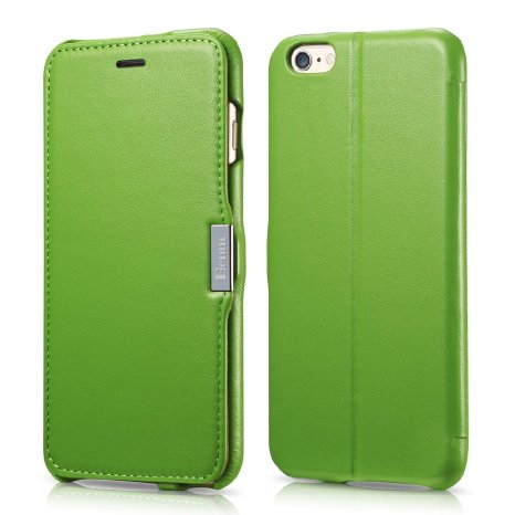 iPhone 6s Plus  6 Plus Case Benuo Luxury Series Stand Feature Folio Case Flip Cover Corrected Grain Genuine Leather Case 1 Card Slot with Magnetic Closure for iPhone 6 Plus  iPhone 6s Plus 55 inch Light Green