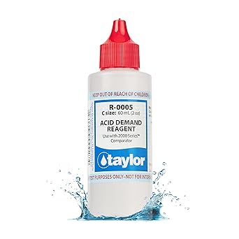 Taylor R-0005-C, Acid Demand Reagent for 2000 Series, 2 Ounce, for Testing Acid Demand Levels in Pool and Spas, Dropper Refill for Water Test Kits, Replace Annually | Made in The USA