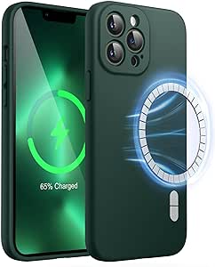 JETech Magnetic Silicone Case for iPhone 13 Pro 6.1-Inch, Compatible with MagSafe, Phone Cover with Camera Lens Full Protection (Midnight Green)