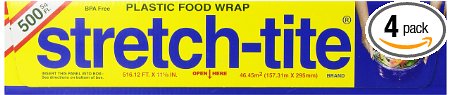 Stretch-tite  Plastic Food Wrap, 500 Sq. Ft., 516.12-Ft.  x 11.5/8-Inch Rolls (Pack of 4)