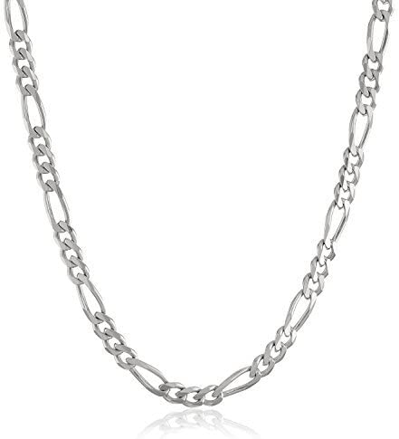 Pori Jewelers 925 Sterling Silver 5MM Flat Figaro Chain- for Women - Made in Italy