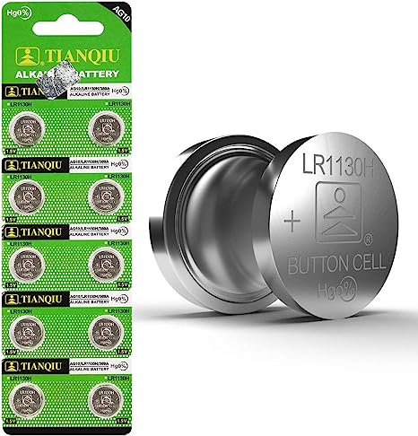 Tianqiu LR Alkaline 1.5V Button Cell Battery, Tear Strip (10 Batteries) (LR1130)