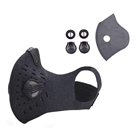 Infityle Dustproof Face Mask - Activated Carbon Dust Proof Pollution Respirator with Filter Filtration Cotton Sheet and Valves for Exhaust Gas, Anti Pollen Allergy, PM2.5, Running, Cycling