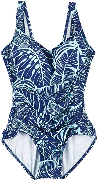 Maxine Of Hollywood Women's V-Neck Side Shirred One Piece Swimsuit
