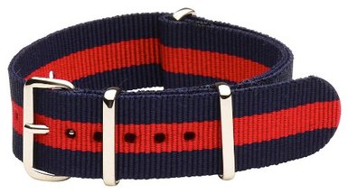 22mm Nato Ss Nylon Striped Navy Blue  Red Interchangeable Replacement Watch Strap Band