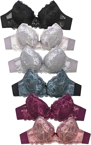 Women's Basic Lace/Plain Lace Bras (Pack of 6)- Various Styles