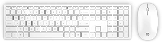 HP Pavilion Wireless Keyboard and Mouse 800 Bundle - Stylish, Slim, Lightweight and Wireless Keyboard Mice Set with Optimised Keys, Comfortable Ergonomic Design for Wrists and Hands (4CF00AA), White