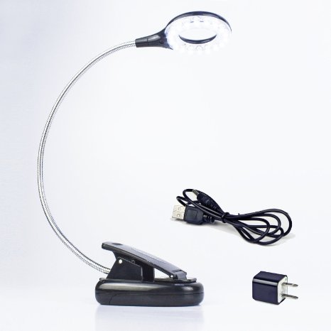 Leadleds Multipurpose Gooseneck 18-LED Led Reading Lamp with Stand - Battery Operation or Plug into USB or Outlet - Can be Used for Bedside, Headboard, Guitars Stands, Reading Book, Tasks, Desk, Laptop etc (Black)