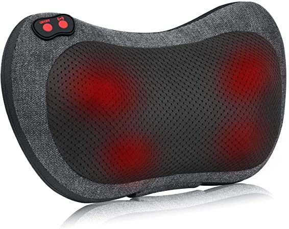 Shiatsu Neck & Back Massager with Heat, Kneading Massage Pillow with Heat for Shoulders, Lower Back, Calf, Muscle Pain Relief, Relaxation Gifts for Men Women, Use at Home Office and Car