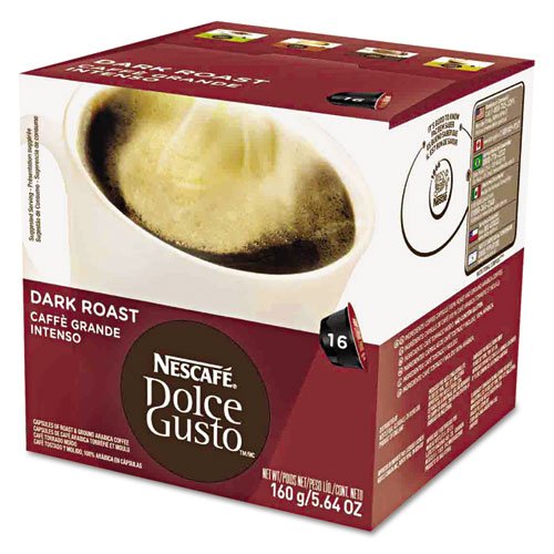 Dolce Gusto Coffee Capsules, Dark Roast, 1.85 oz., 16 per Box