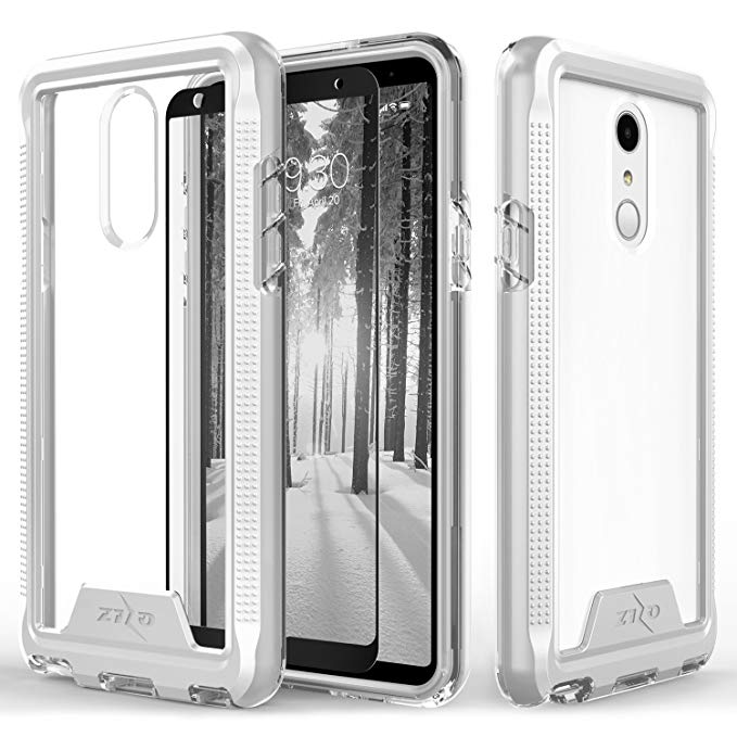 Zizo ION Series Compatible with LG Stylo 4 Case Military Grade Drop Tested with Tempered Glass Screen Protector Silver Clear