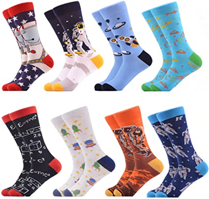 WeciBor Men's Dress Cool Colorful Fancy Novelty Funny Casual Combed Cotton Crew Socks Pack