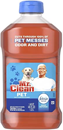 Mr. Clean All Purpose Multi-Surface Pet Liquid Cleaner with Febreze Odor Defense | Has Odor Converters | Eliminates Odor - 45 Ounce Each Bottle (Pack of 4)