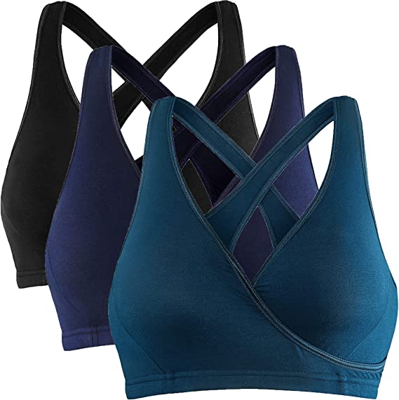 CAKYE 3 Pack Racerback Maternity Nursing Sleep Bra for Breastfeeding