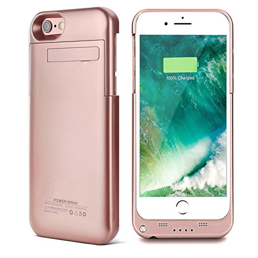 iPhone 7 Battery Case, Kattiettery Charger Case for iPhone 7/6S/6 3200mAh Portable Charger Rechargeable External Battery Pack Charging Cases for iPhone 7/6S/6 - Rose Gold
