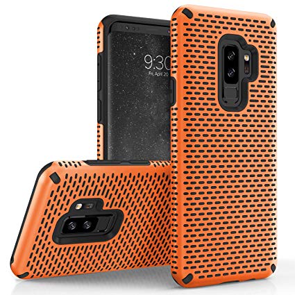 Zizo Echo Series Compatible with Samsung Galaxy S9 Plus Case Dual Layered TPU and PC with Anti-Slip Grip Orange Black