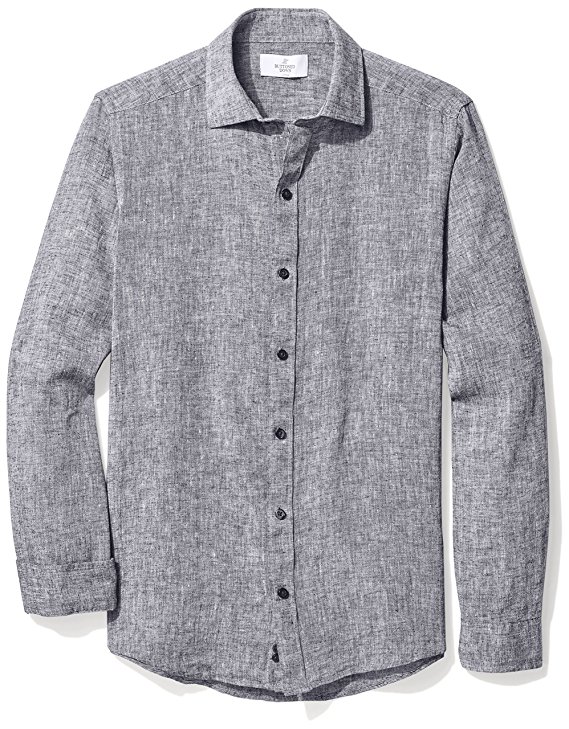 Buttoned Down Men's Fitted Spread-Collar Linen Sport Shirt