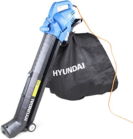Hyundai HYBV3000E 3 in 1 3000W Electric Leaf Blower Vacuum & Shredder Lightweight & Powerful Long 12 Meter Cable, Large 45L Bag, Variable Speed, Telescope Chute 3 Year Warranty, Blue