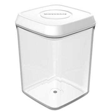 Nuovoware 1.31 Quart Square Pop Container / Airtight Food Storage Container with Pop-up Button, Crystal Clear