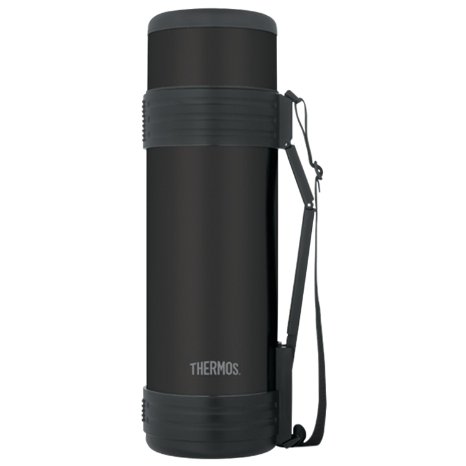 Thermos 61 Ounce Vacuum Insulated Beverage Bottle with Folding Handle, Matte Black