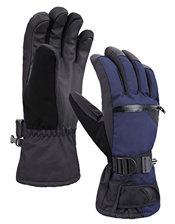 Verabella Men's Thinsulate Lined Touchscreen Snow Ski Gloves w/ Zipper Pocket