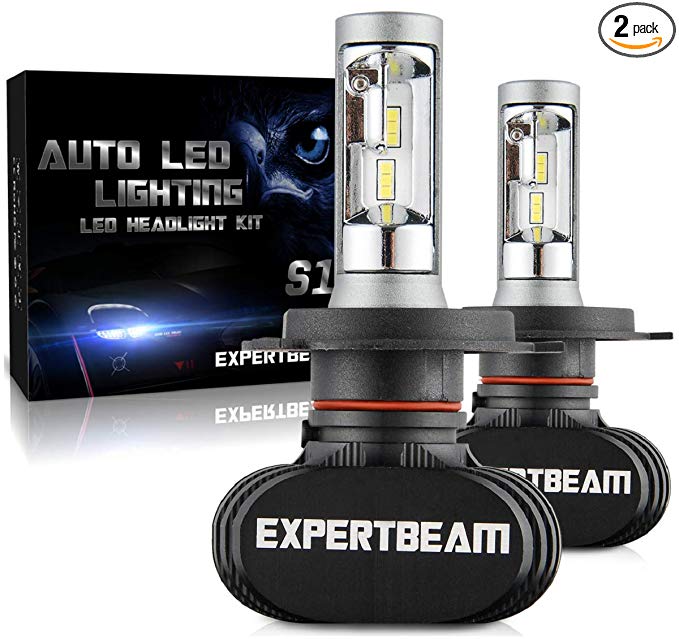 EXPERTBEAM H4/9003 LED Headlight Bulbs, High/Low Beam Pattern, Led Headlight Conversion Kit, 8000Lm 6500K, Cool White 24x LED CSP Chip (5-Yr-Warranty)