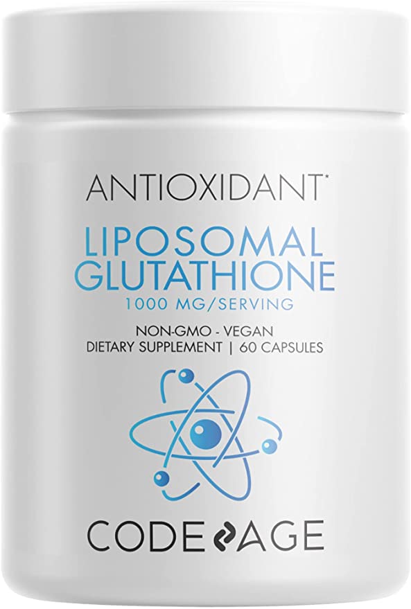 Codeage Liposomal Glutathione 1000 mg, GlutaONE Antioxidant Phospholipid Complex, L-Glutathione Reduced Capsules Supplement, Non-GMO Sunflower Oil & Lecithin Essential Phospholipids, Vegan, 60 ct