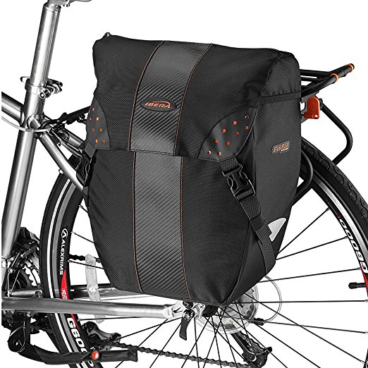 Ibera Bicycle PakRak Clip-On Quick-Release All Weather Pannier with Rain Cover