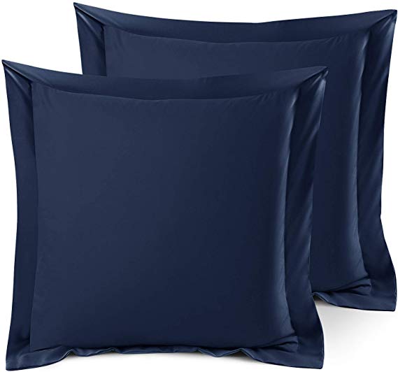 Nestl Bedding Soft Pillow Shams Set of 2 - Double Brushed Microfiber Hypoallergenic Pillow Covers - Hotel Collection Premium Bed Pillow Cases, Euro 26"x26" - Navy