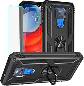 for Moto G Play 2021 Case, Moto G Play 2021 Phone Case with HD Screen Protector, Military Grade Protective Cases with Ring for Moto G Play 2021 (Black)