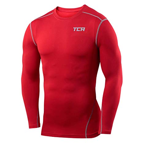 TCA Men's & Boy's Pro Performance Compression Shirt Long Sleeve Base Layer Thermal Top - Crew/Mock Neck